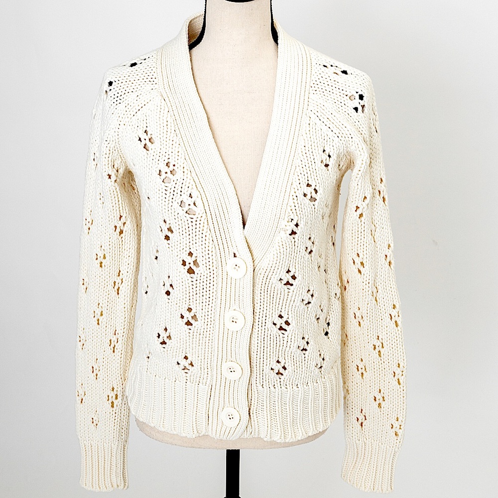 Vintage chunky sweater cardigan cream Route 66 S